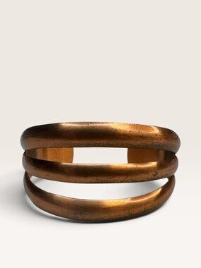 1950s Mid Century Modern Solid Copper Triple Band Cutout Cuff Bracelet